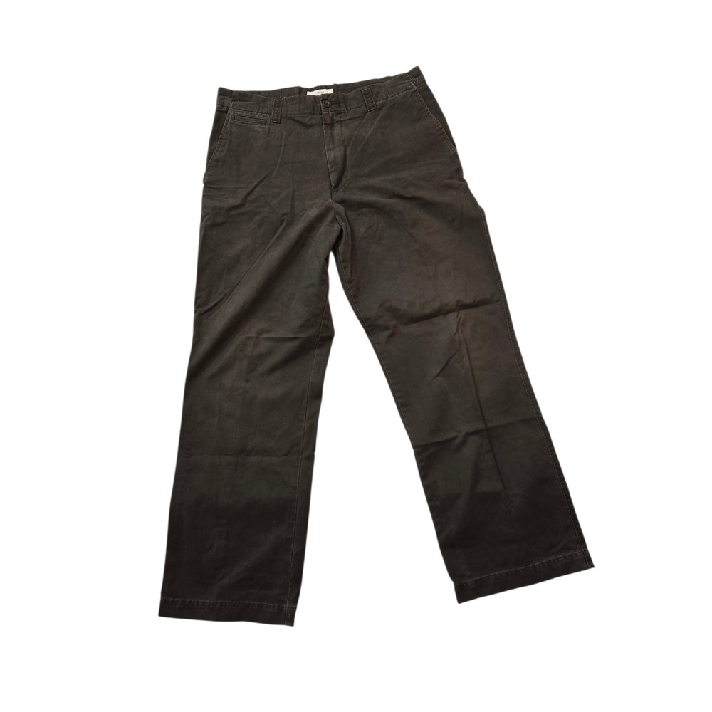 Merona Pants 36x32 Mens Brown Chino Flannel Lined Slim Tapered Flat Front Casual